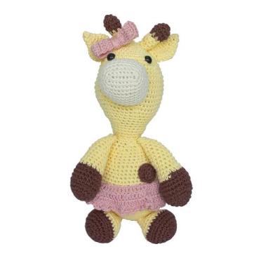 Imagem de Girafa Beka De Laço Rosa Amigurumi Crochê Quarto Bebê - Potinho de mel