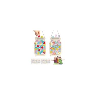 Imagem de Pacote com 2 frascos de recompensa para crianças, design de coração e flor com adesivos de letras coloridas, sistema magnético de pote de recompensa para bons hábitos, tabela de treinamento de penico