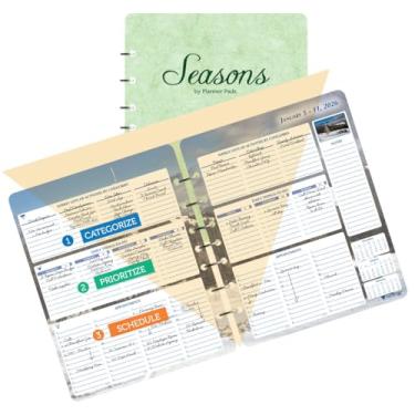 Imagem de Planner Pad 7 furos folha solta janeiro a dezembro de 2026/calendário ano 16 cm x 21 cm médio 3 camadas organizador de 12 meses, tinta colorida sazonal