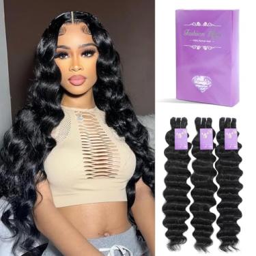 Imagem de FASHION PLUS Pacotes De Cabelo Humano Cru Plus, Soltos, Ondulados, 3 24, 26 E 28 Polegadas, Realmente Grossos Macios, Com Tripla Vida Útil