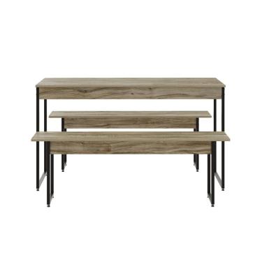 Imagem de Mesa De Jantar Com 2 Bancos Estilo Industrial Tub  Carvalho / Est.preta