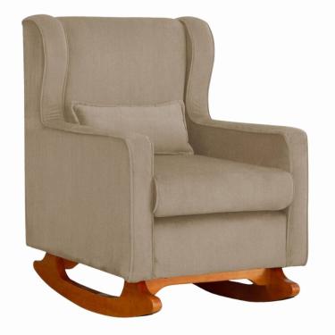 Imagem de Poltrona De Descanso Com Balanço E Amamentar Paloma Suede Cappuccino