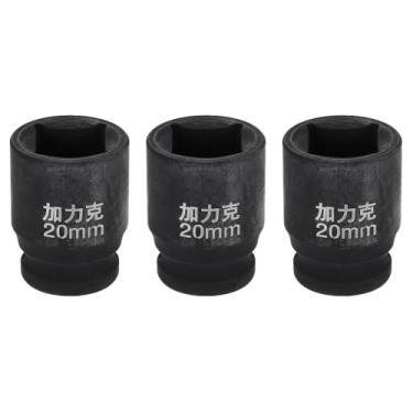 Imagem de HARFINGTON 3 peças soquete quadrado de 4 pontos 1/5.1 cm Drive 20 mm soquete de impacto quadrado métrico CR-V Blackening luva de roda padrão ferramenta de manga pneumática para reparo de automóveis