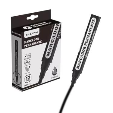 Imagem de Canetão Permanente Ponta Chanfrada 12 Unidades Secagem Rápida