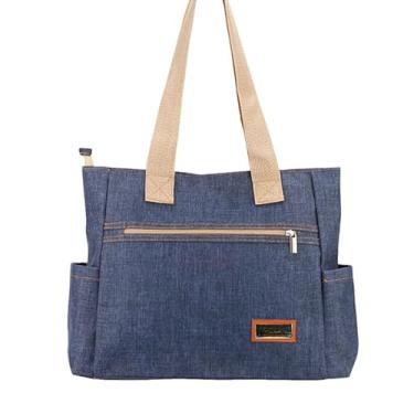 Imagem de Bolsa Feminina Grande de Ombro Pasta Universitaria Notebook Curso Faculdade (Azul)