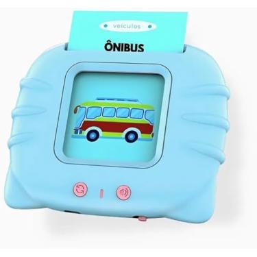 Imagem de Brinquedo Educativo Infantil Fala [ Inglês e Português ] Alfabetização Bilingue Apraxia Autismo Cartões Cards Recarregável - Azul