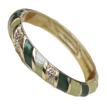 Imagem de Only My Live Home Pulseiras femininas coloridas Cloisonne esmaltadas listradas, pulseiras de strass com punho articulado, presentes artesanais tradicionais chineses, Inner Diameter 2.28 inch wide 0.39