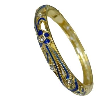 Imagem de Only My Live Home Pulseiras elegantes de flores esmaltadas finas e pequenas pulseiras vintage chinesas cloisonne com dobradiças para mulheres de pulso pequeno, Inner Diameter 2.25 inch wide 0.31 inch