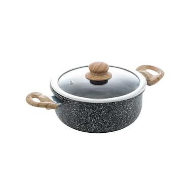 Imagem de Caçarola de Indução Wolff Preta em Alumínio com Revestimento Cerâmico e Tampa de Vidro Granilite 24cm