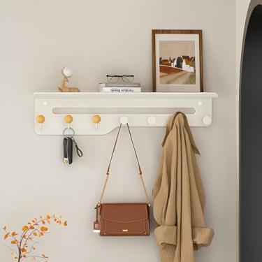 Imagem de Nolbiph Suporte de parede para cabideiro, ganchos de parede de metal com prateleira, prateleiras flutuantes de entrada com gancho, prateleira com ganchos para banheiro, sala de estar, quarto, design
