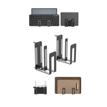 Imagem de TYAMTOGSM Suporte de parede multifuncional para laptop e teclado, suporte de caixa de cabos, adequado para roteador/modem/TV box/tablet/e-book/celular e mais, fixado por parafuso (preto)
