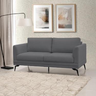 Imagem de Sofá Living Elegante Poemme 1,80mt Pé De Ferro - Veludo Cinza