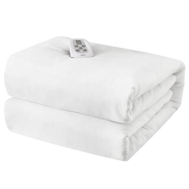 Imagem de Sunvivi Colchão aquecido tamanho solteiro, colchão elétrico para cama com temporizador de 12 horas e 10 configurações de calor, aquecedor de cama casal, lavável na máquina, 99 cm x 190 cm