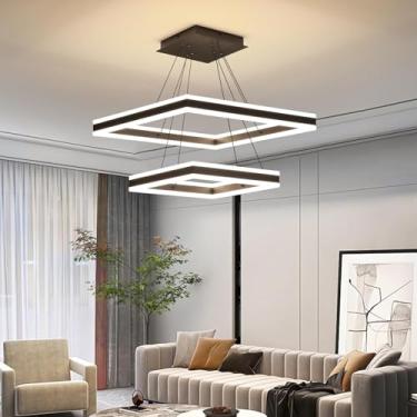 Imagem de Lustre de LED moderno, lustre de teto preto de 2 luzes profissional para sala de jantar, luminárias suspensas com temperatura de cor e altura lustres ajustáveis para sala de estar, quarto, cozinha 40