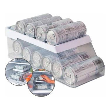 Imagem de Organizador De Geladeira Porta Latas Para 9 Unid Acrilico OU