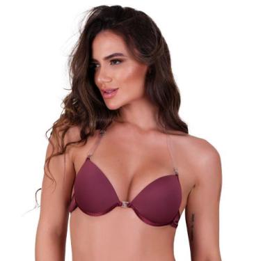 Imagem de Sutiã com Bojo Silicone Costa Nua Frente Única - NAKA MODAS, Vinho, P
