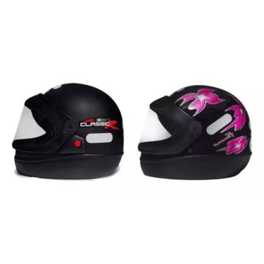 Imagem de Kit Capacetes San Marino Preto Fosco Classic Femme Feminino Preto, 60/