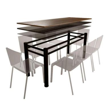 Imagem de Base Para Mesa De Vidro Jantar 8 Lugares Preta Retangular - HomeFull
