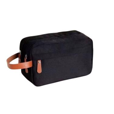 Imagem de Bolsa Necessaire Masculina Feminina Organizadora Multifuncional Portátil Viagem Trabalho Impermeável Preto