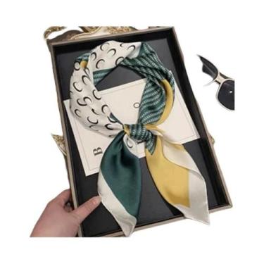 Imagem de Lenço Quadrado De Seda Satin Para Mulheres, Hijab, Estampa Fashion, Fa