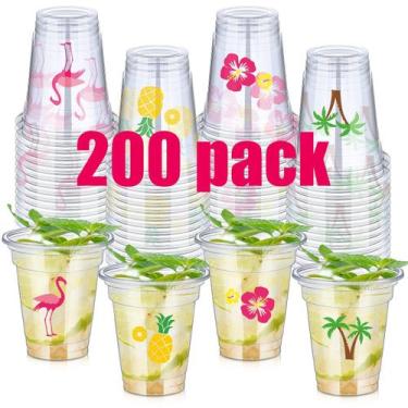 Imagem de Copos Luau descartáveis meekoo, pacote 200, 350 ml, plástico transpare