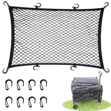 Imagem de Rede de carga para vagão dobrável utilitário, carrinho de praia, carrinho de carrinho, capa de rede de vagão, rede de cobertura de carrinho de jardim - Rede elástica de nylon resistente com 8 ganchos