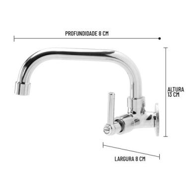 Imagem de Torneira Baixa Bica Móvel Parede Metal e abs 1/4 de Volta - Furkin