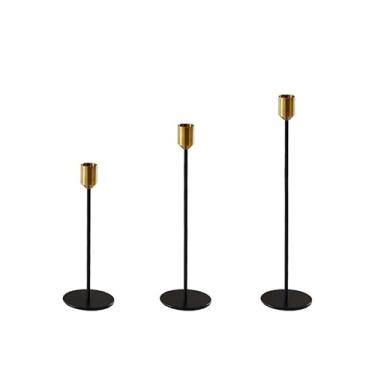 Imagem de Castiçal votivo de ferro mesa de jantar castiçal de metal de cabeça única galvanizado casamento ornamentos de castiçal dourado decoração de sala de jantar
