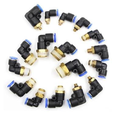 Imagem de 1 peça 1/20.3 cm 1/10.2 cm 3/20.3 cm 1/5.1 cm macho x 4/6/8/10/12/14/16 mm cotovelo pneumático push in air ferramenta conector encaixe de liberação rápida (16 mm, 1/10.2 cm)
