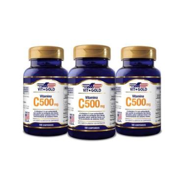 Imagem de Vitamina C 500Mg Vitgold 100 Cápsulas Kit 03 Unidades