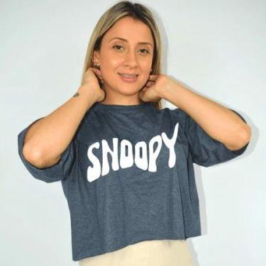 Imagem de Top Cropped Feminino Estampa Snoopy Diversas Cores Malha Algodão - loj