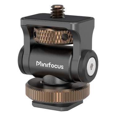 Imagem de MINIFOCUS Suporte para monitor de câmera com sapata fria, parafuso de 1/10.2 cm para monitores de campo de 12.7 cm e 17.8 cm, suporte ajustável de inclinação de 160° para monitor de campo, LED, flash