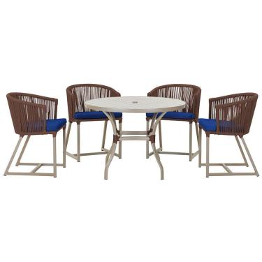 Imagem de Mesa Com 4 Cadeiras E Noronha Estofado 10 Trama Original Marrom