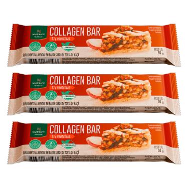 Imagem de Kit 3X: Barra de Proteína Collagen Bar Torta de Maçã Nutrify 50g