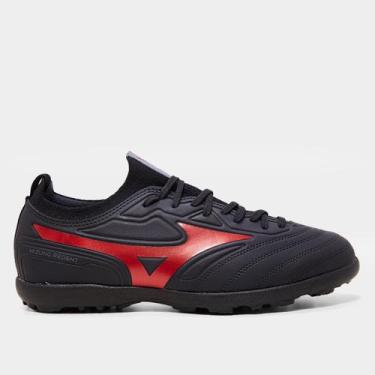 Imagem de Chuteira Society Mizuno Regent Unissex, Preto, Vermelho, 40