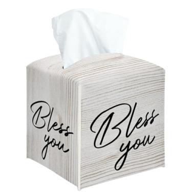 Imagem de Bless You Capa quadrada de caixa de lenços de papel, suporte decorativo para quarto, banheiro, cozinha, escritório, bancada, organizador de papel facial de couro -06