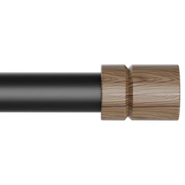 Imagem de SMODBRODRE Varões de cortina de madeira para janelas de 166 a 300 cm, comprimento ajustável, haste de cortina de janela resistente de 2,5 cm com acabamentos decorativos para cozinha, sala