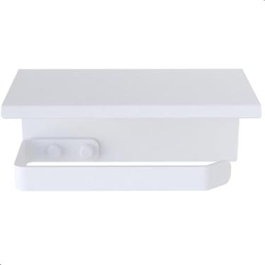Imagem de Porta Papel Higiênico Inox De Parede Banheiro Branco MAX
