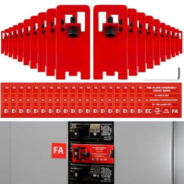 Imagem de Zonon 20 conjuntos de fechaduras de alarme de incêndio Kit de bloqueio de disjuntor com adesivos de etiqueta FA Comunicações de emergência, 8-32 chaves hexagonais para segurança contra incêndio