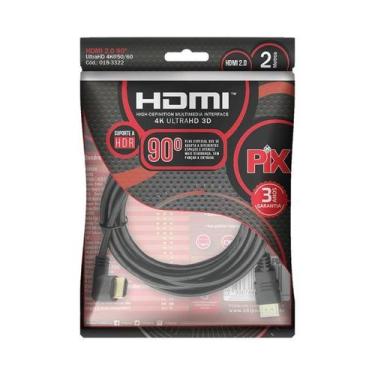 Imagem de CABO HDMI 4k 2 METROS PLUG 90 GRAUS CHIPSCE VERSÃO 2.0 HDR