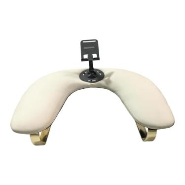 Imagem de Kokiya Apoio de braço para unhas com suporte para celular, almofada de mão para unhas em couro PU antiderrapante e lavável, suporte para mãos ideal para, Damasco