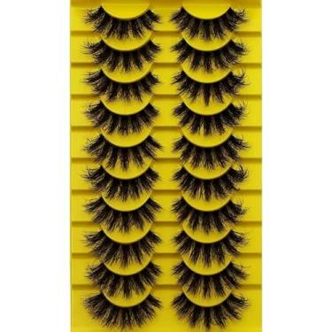 Imagem de Pestanas postiças fofas de tiras russas 3D, conjunto de 10 pares, cílios bagunçados de volume grosso, formato de par, cílios postiços leves feitos à mão
