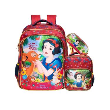 Imagem de Kit Branca De Neve Luxo Mochila Costas + Lancheira + Estojo