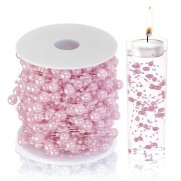 Imagem de Cordão de pérolas artificiais de 32,8 metros para vela flutuante, 8 + 3 mm, contas de pérolas falsas, guirlanda de festa, decoração para vasos de casamento, decoração de festa de Natal (rosa)
