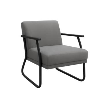 Imagem de Poltrona MAGNO Decorativa Veludo Conforto Aço Carbono Recepção (CINZA)