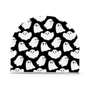 Imagem de JUZIHAI Lindo porta-guardanapos de Halloween Boo para mesa dispensador de guardanapos de acrílico para mesa suporte de lenços independente para cozinha sala de jantar bar festa decoração de casa