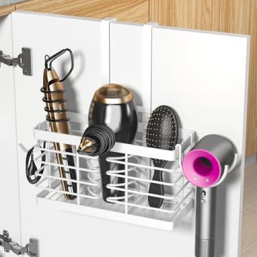 Imagem de Sevenblue Organizador de ferramentas de cabelo, suporte universal 3 em 1 atualizado para secador de cabelo, suporte de secador de cabelo de metal de altura ajustável montado na parede/sobre a porta do