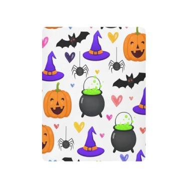 Imagem de JUZIHAI Lençol de berço de Halloween para meninos e meninas, chapéu roxo de Halloween, macio, elástico, respirável, capa de colchão para berço padrão e cama infantil, 99 x 68 cm