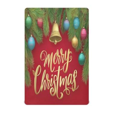 Imagem de Qilmy Lençol de bebê Merry Christmas, macio, respirável, de microfibra elástica, lençol com elástico para meninos e meninas, 132 x 71 cm, capa de colchão infantil portátil