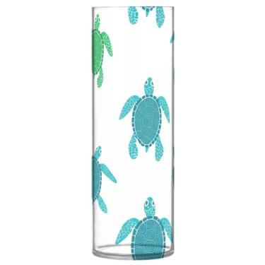 Imagem de JUZIHAI Vaso de tartarugas para flores 9,9 cm x 30 cm cilindro de plástico moderno vaso de flores para centro de mesa de casamento decoração de casa